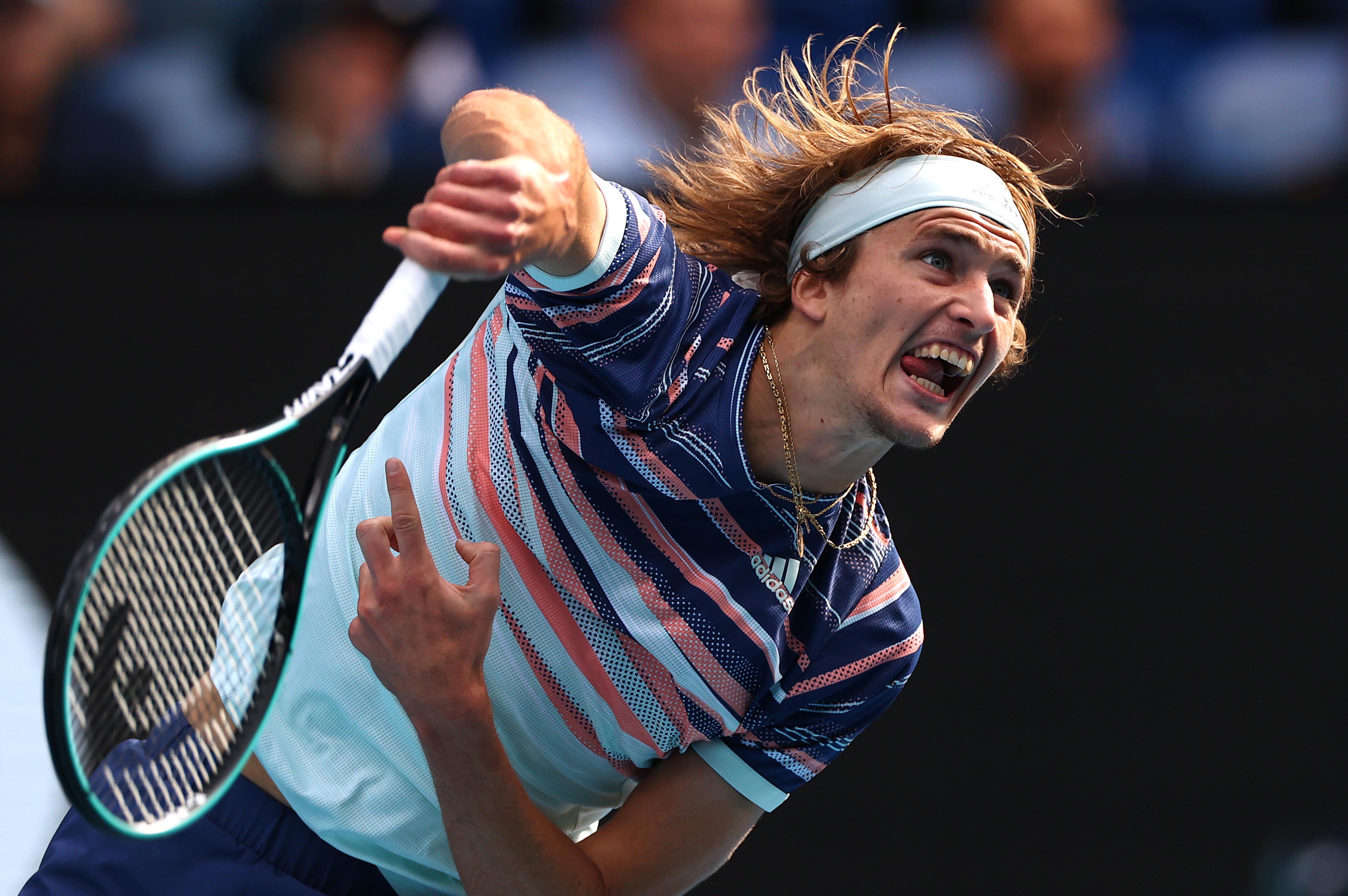 Germany's Alexander Zverev in action during the match against Belarus' Egor Gerasimov during the Australian Open Second Round match, at Melbourne Park, in Melbourne, Australia, on January 23, 2020. Photo: Reuters