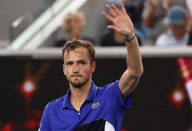 Russia's Daniil Medvedev celebrates winning the match against Spain's Pedro Martinez during the Australian Open Second Round match, at Melbourne Park, in Melbourne, Australia, on January 23, 2020. Photo: Reuters