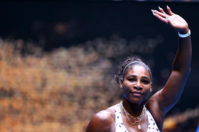 Serena Williams of the US celebrates winning the match against Russia's Anastasia Potapova during the Australian Open First Round, at Melbourne Park, in Melbourne, Australia, on January 20, 2020. Photo: Reuters