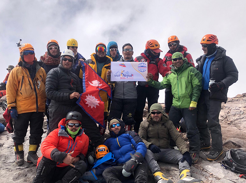 Climbers on top of the summit of Mount Aconcagua. Photo Courtesy: Seven Summit Treks