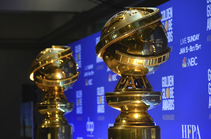 Replicas of Golden Globe statues at the nominations for the 77th annual Golden Globe Awards  in Beverly Hills, California, Dec 9, 2019. Photo: AP/File