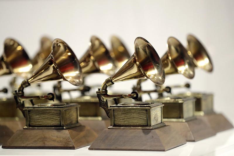 FILE - In this October 10, 2017, file photo, various Grammy Awards are displayed at the Grammy Museum Experience at Prudential Center in Newark, N.J. Photo: AP