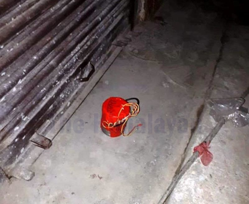 An image of the improvised explosive device placed at Thanti Bazaar of Bheri Municipality-3, in Jajarkot district, as seen on Wednesday, January 1, 2020. Photo: Dinesh Kumar Shrestha/ THT