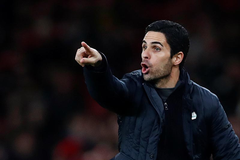 Arsenal manager Mikel Arteta reacts. Photo: Reuters