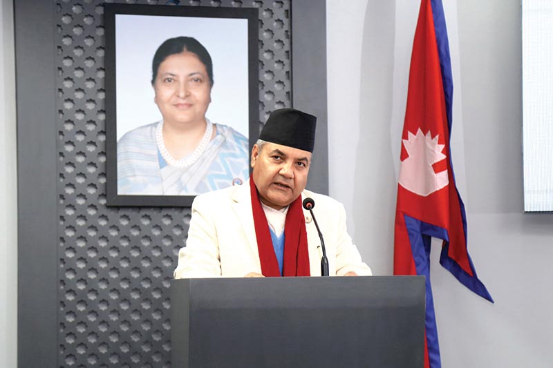 Minister of Communications and Information Technology Gokul Baskota making public the decisions of recent Cabinet meeting at a press meet in Singha Durbar, on Thursday. Photo: RSS