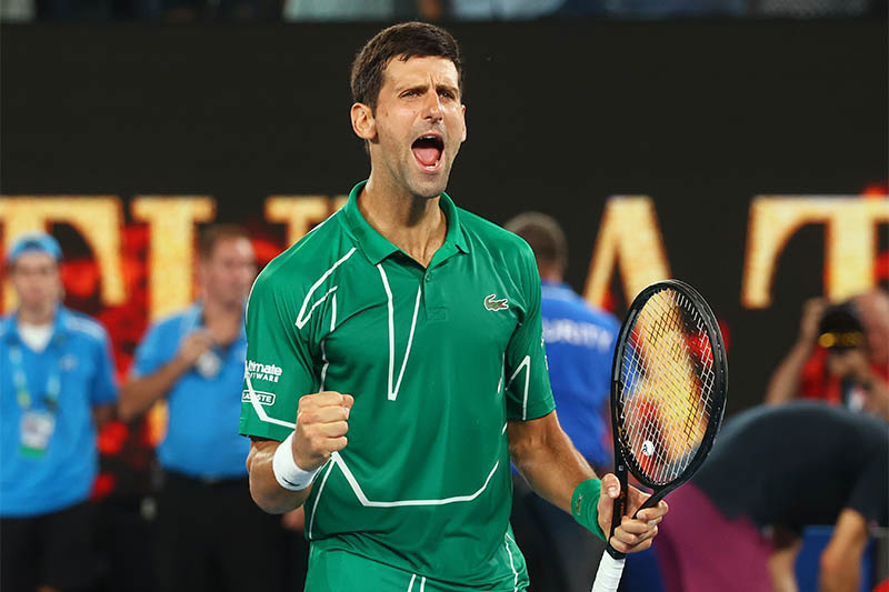 Serbia's Novak Djokovic celebrates after his match against Switzerland's Roger Federer. Photo: Reuters