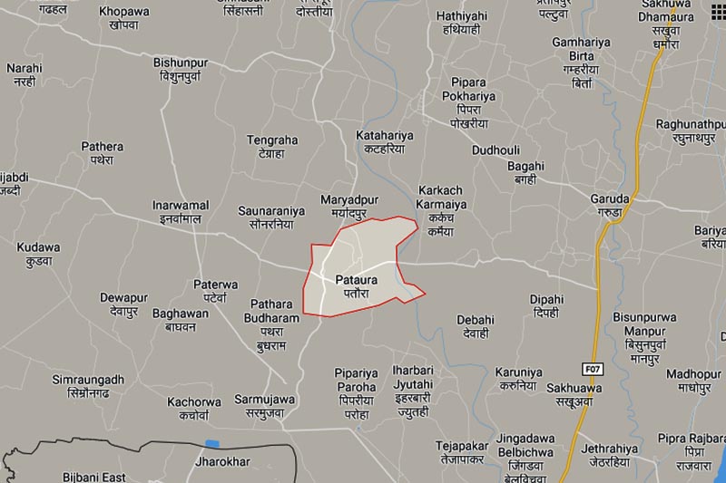 This image shows the maps of Pataura area in Maulapur Municipality in Rautahat district. Image: Google Maps