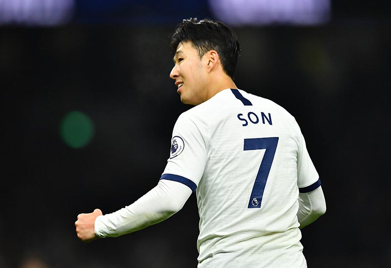 Tottenham Hotspur's Son Heung-min celebrates scoring their second goal during the  Premier League match between Tottenham Hotspur and Norwich City, at Tottenham Hotspur Stadium, in London, Britain, on January 22, 2020. Photo: Reuters