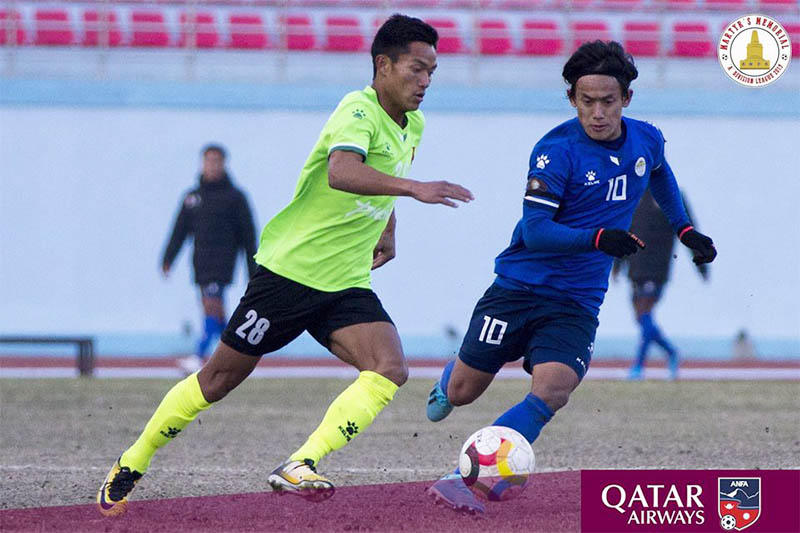 Players in action during Qatar Airways Martyr's Memorial 'A' Division League in Kathmandu, on Tuesday, January 14, 2020. Courtesy: ANFA/Facebook
