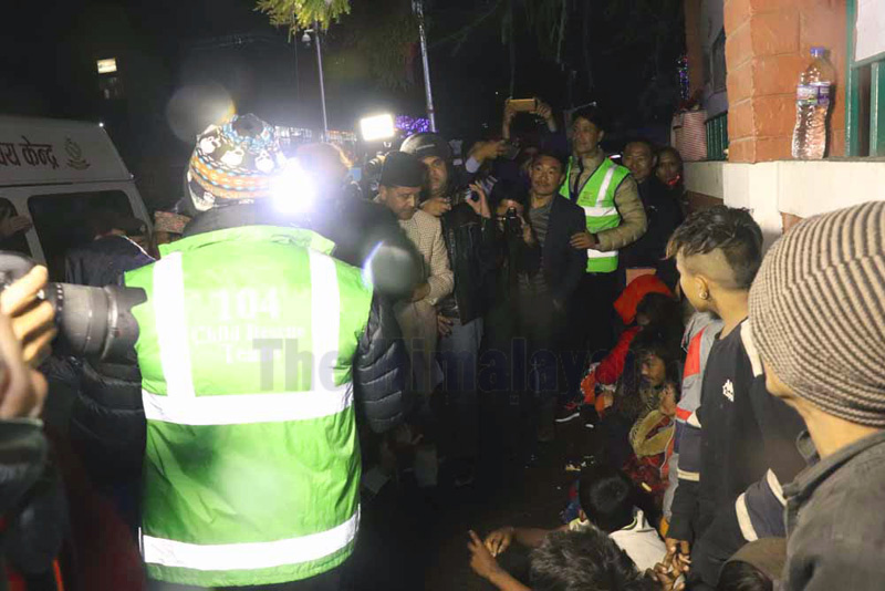 Street children and other homeless people were transferred to safe shelters from Bhanu Chok, Dharan, on Friday, January 3, 2020. Photo: Santosh Kafle/THT