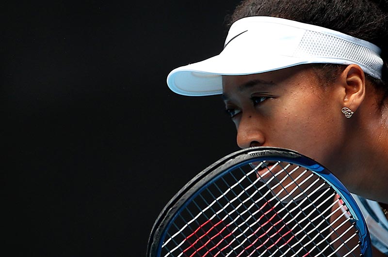 Japan's Naomi Osaka during the match against China's Saisai Zheng during the Australian Open Second Round match at Melbourne Park, in Melbourne, Australia, on January 22, 2020. Photo: Reuters