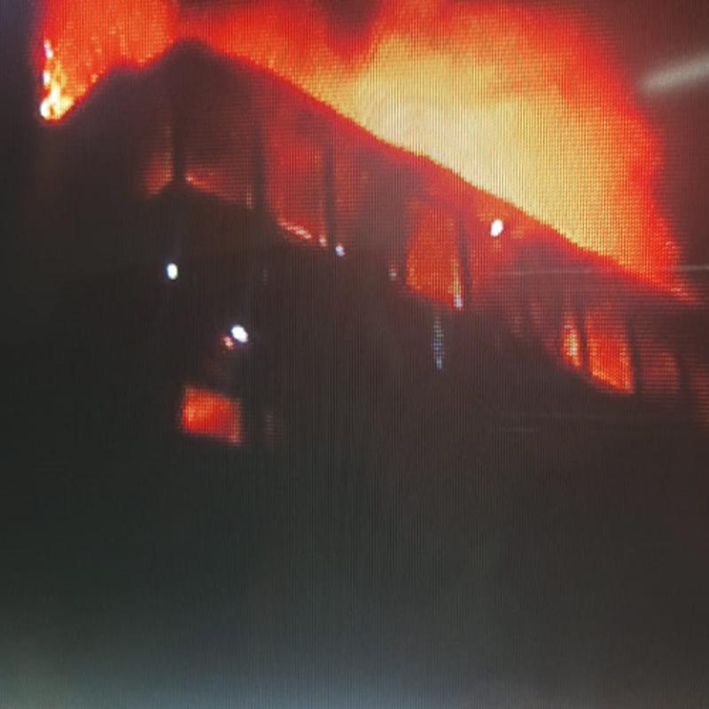 A massive fire engulfs an old house in Ason, Kathmandu, on Friday, January 3, 2020.