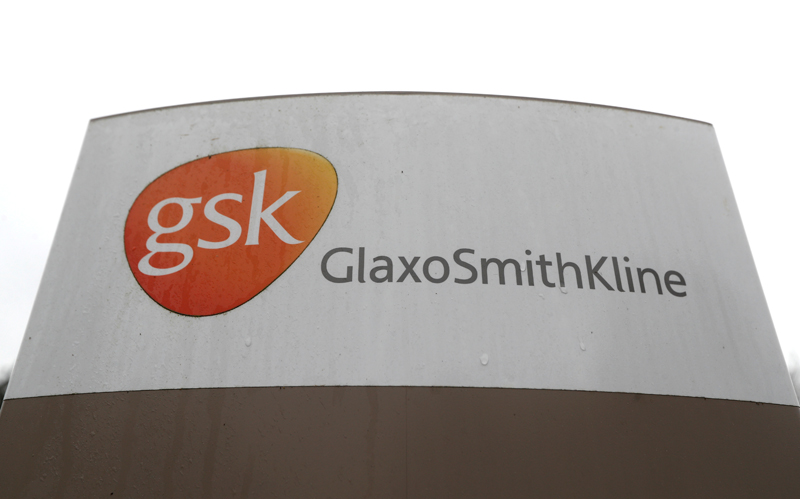 A GlaxoSmithKline (GSK) logo is seen at the GSK research centre in Stevenage, Britain November 26, 2019.  Photo: Reuters/File