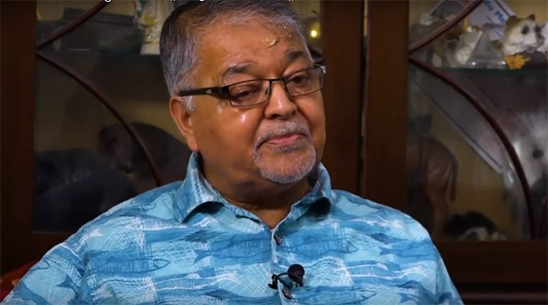 A screenshot of senior television journalist Durga Nath Sharma. Courtesy: Youtube/Janata Television