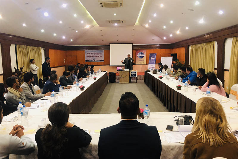 A view of a joint meeting organised by the Bodhi Toast Masters Club in Pokhara, on Friday, February 07, 2020. Photo: Mausam Shah Nepali/THT