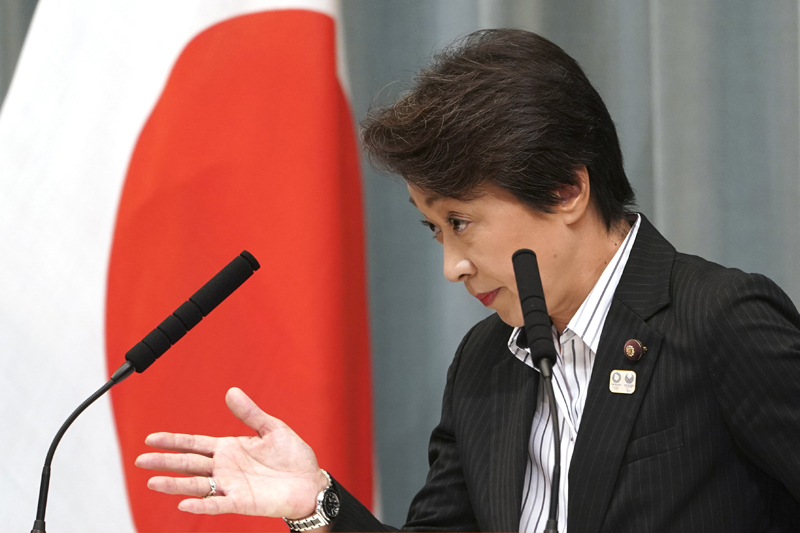Then newly appointed Minister in charge of the Tokyo Olympic and Paralympic Games Seiko Hashimoto speaks during a press conference at the prime minister's official residence in Tokyo, Sept 11, 2019. Photo: AP /File