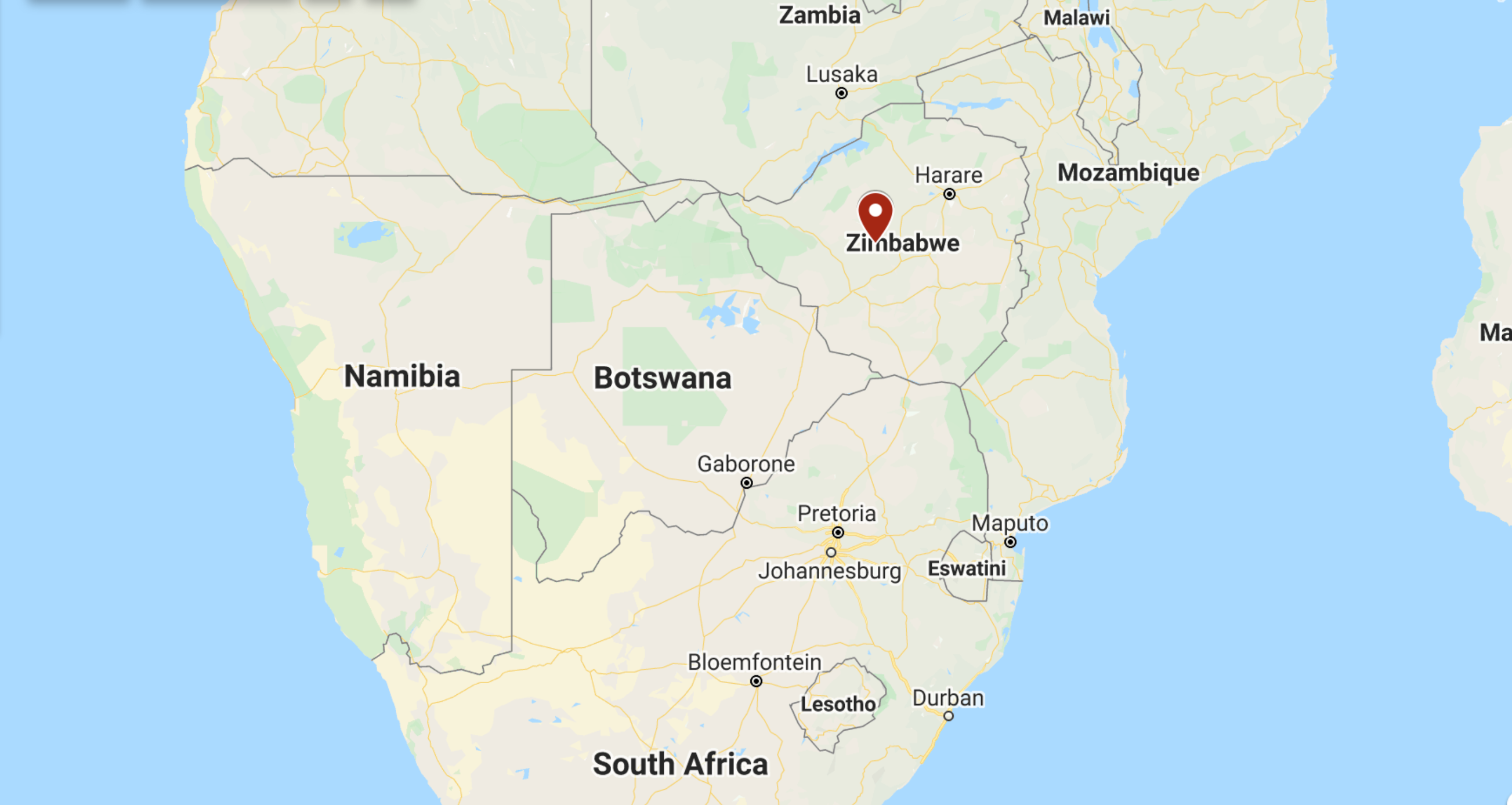 Zimbabwe, Africa. Image: Google Maps