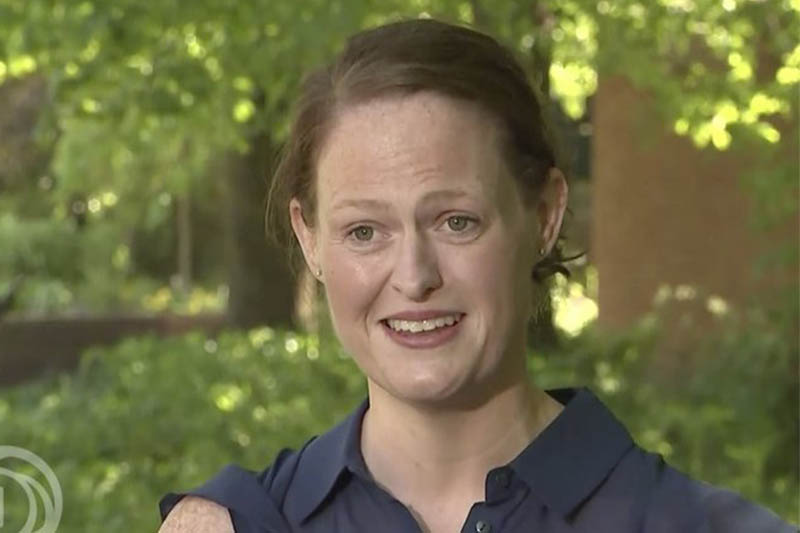 In an image made from video taken on April 22, 2020, New Zealand nurse Jenny McGee speaks about her efforts to help save coronavirus patient British Prime Minister Boris Johnson during an interview in London. Photo: AP