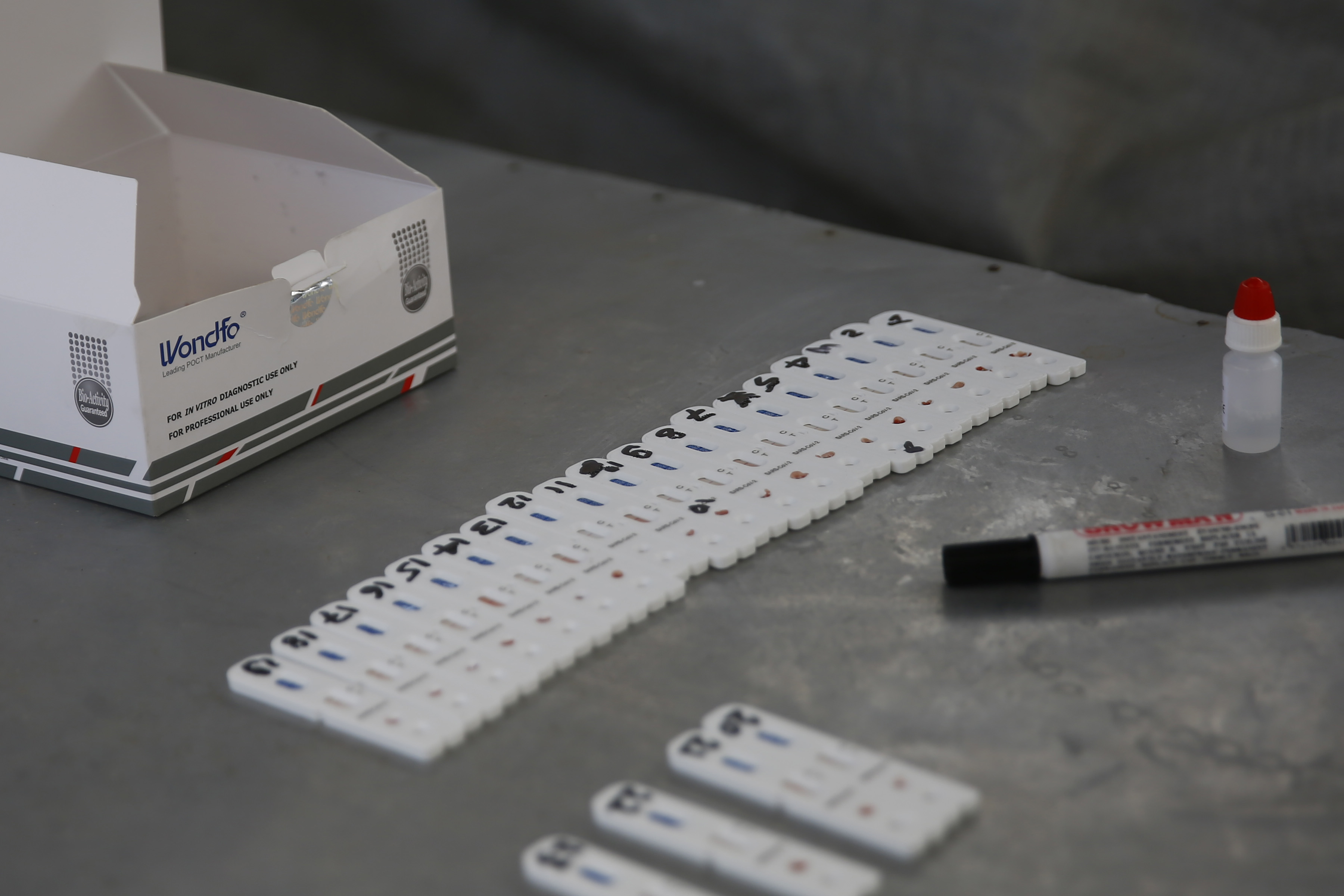 Rapid diagnostic test (RDT) kits are pictured on the 22nd day of the government imposed lockdown in Lalitpur, on Tuesday, April 14, 2020. Photo: Skanda Gautam/THT