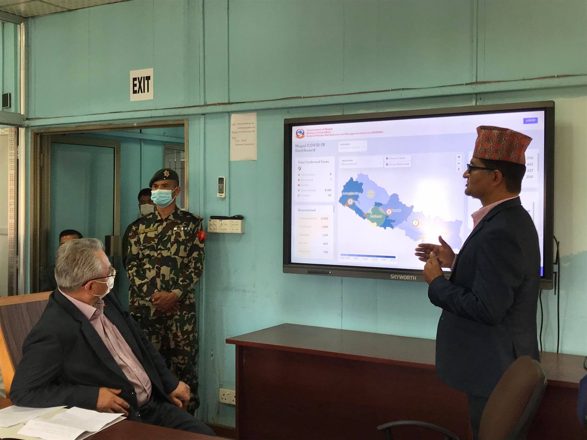 COVID-19 application being launched at the Ministry of Home Affairs, in Kathmandu, on Monday, April 6, 2020.