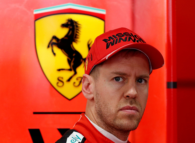 FILE -  Ferrari's Sebastian Vettel during testing during Formula One F1 Pre Season Testing, at Circuit de Barcelona-Catalunya, in Barcelona, Spain, on February 21, 2020. Photo: Reuters