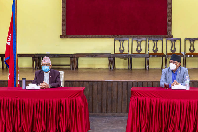 Nepal Communist Party (NCP) Central Secretariat Meeting, being held on Friday, May 15, 2020. Photo: Rajan Kafle/ Prime Minister's Private Secretariat