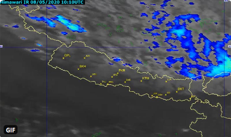 This rendered image shows the maps of Nepal and clouds. Image: MFD