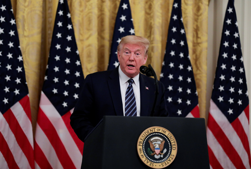 US President Donald Trump speaks about Trump Administration efforts to protect senior citizens from the coronavirus disease (COVID-19) pandemic during an event in the East Room at the White House in Washington, US, April 30, 2020. Photo: Reuters