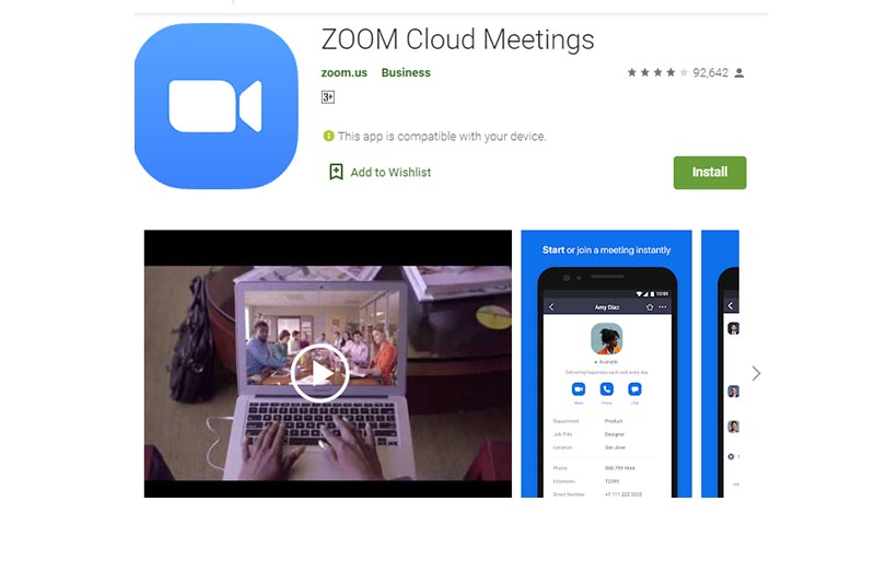 This image shows the Zoom Cloud Meetings app. Source: Google playstore