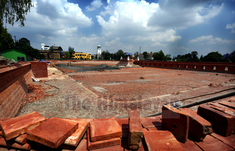 A still image of the construction site of Ranipokhari, as seen on Monday, May 25, 2020. Photo: Rajesh Gurung/THT