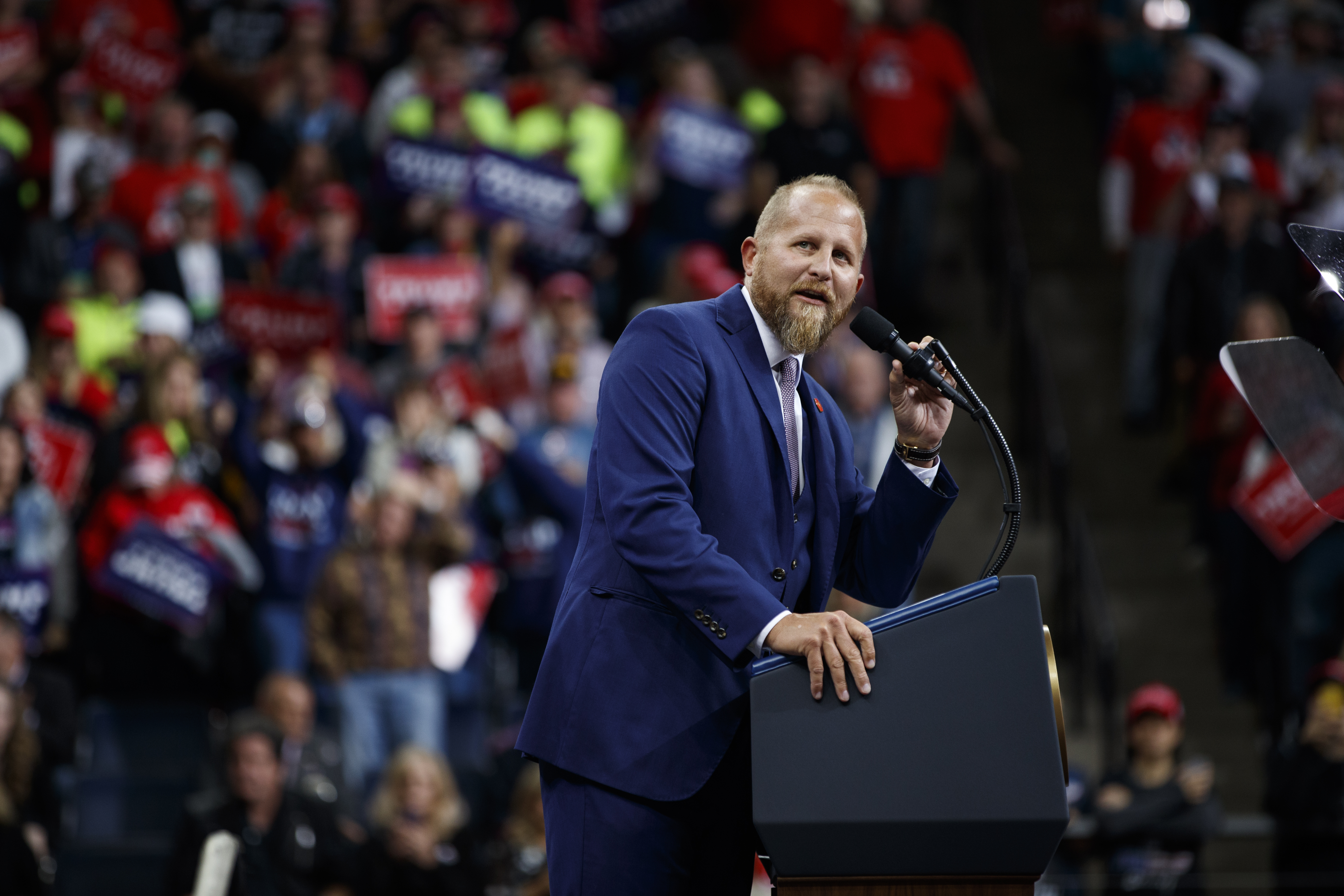 FILE - In this Oct. 10, 2019, file photo, Brad Parscale, campaign manager for President Donald Trump speaks during a campaign rally at the Target Center in Minneapolis. Trump in recent days has signed off on bringing a number of veterans of his 2016 campaign back for his reelection campaign. It's a reenlistment of loyalists that follows the return of others from his original team to the West Wing.  Photo: AP