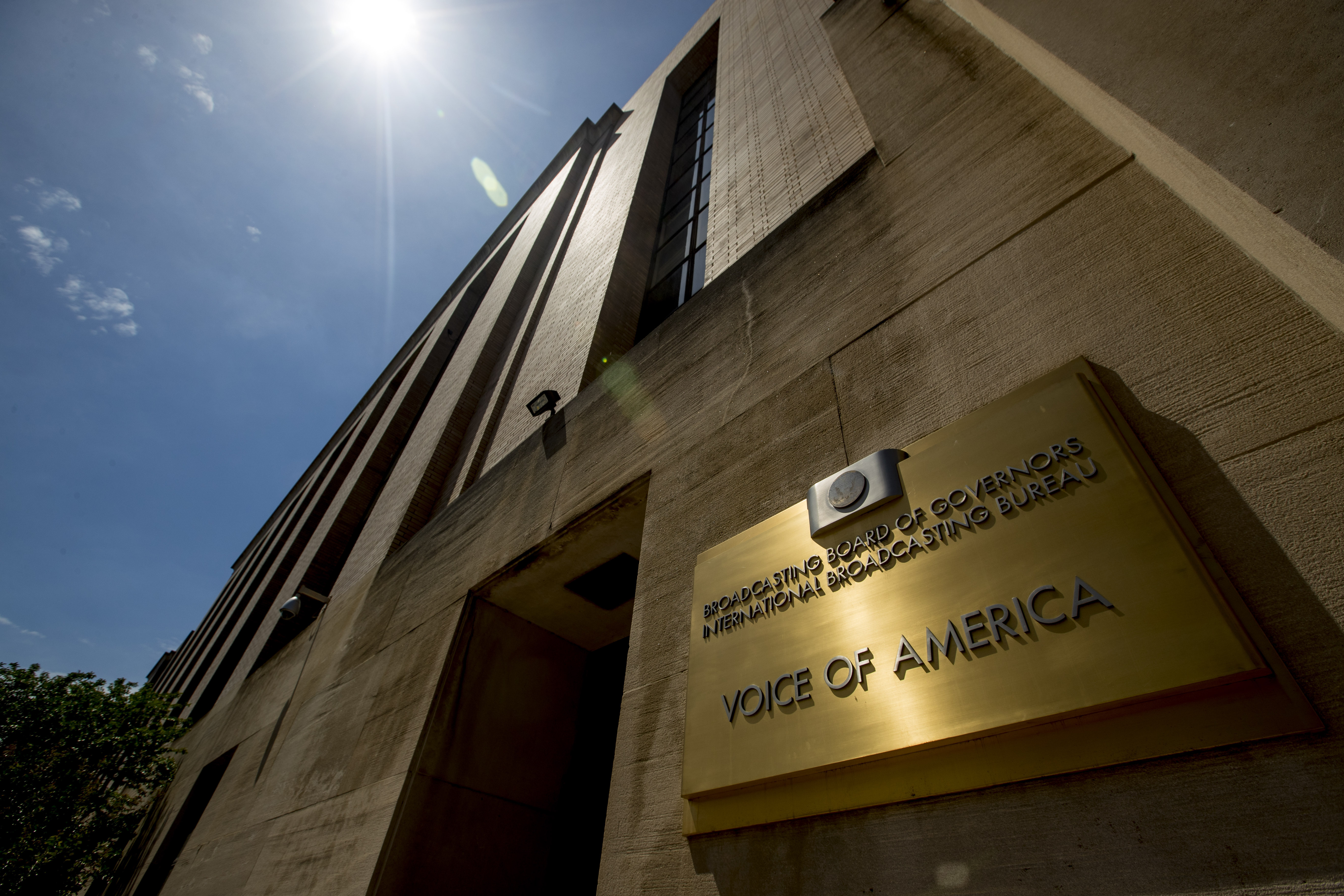 The Voice of America building, Monday, June 15, 2020, in Washington. (AP Photo/Andrew Harnik)