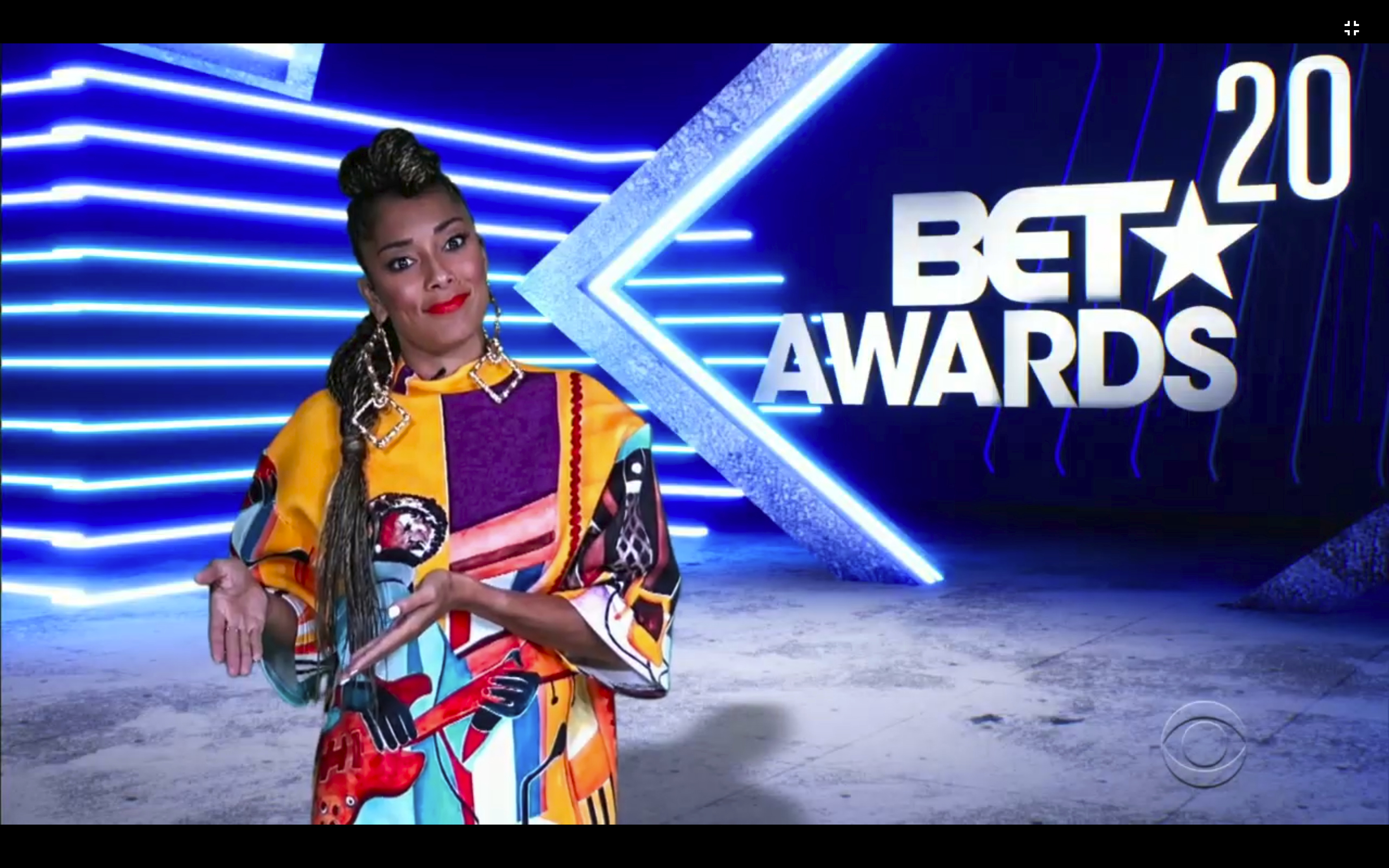 In this video grab issued Sunday, June 28, 2020, by BET, host Amanda Seales speaks during the BET Awards. Photo: AP
