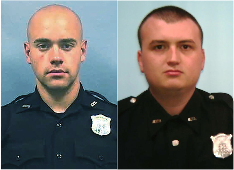 This combination of photos provided by the Atlanta Police Department shows Officer Garrett Rolfe, left and Officer Devin Brosnan. Rolfe, who fatally shot Rayshard Brooks in the back after the fleeing man pointed a stun gun in his direction, was charged with felony murder and 10 other charges. Brosnan, who prosecutors say stood on Brooks' shoulder as he struggled for life after a confrontation was charged with aggravated assault. Photo: Atlanta Police Department via AP