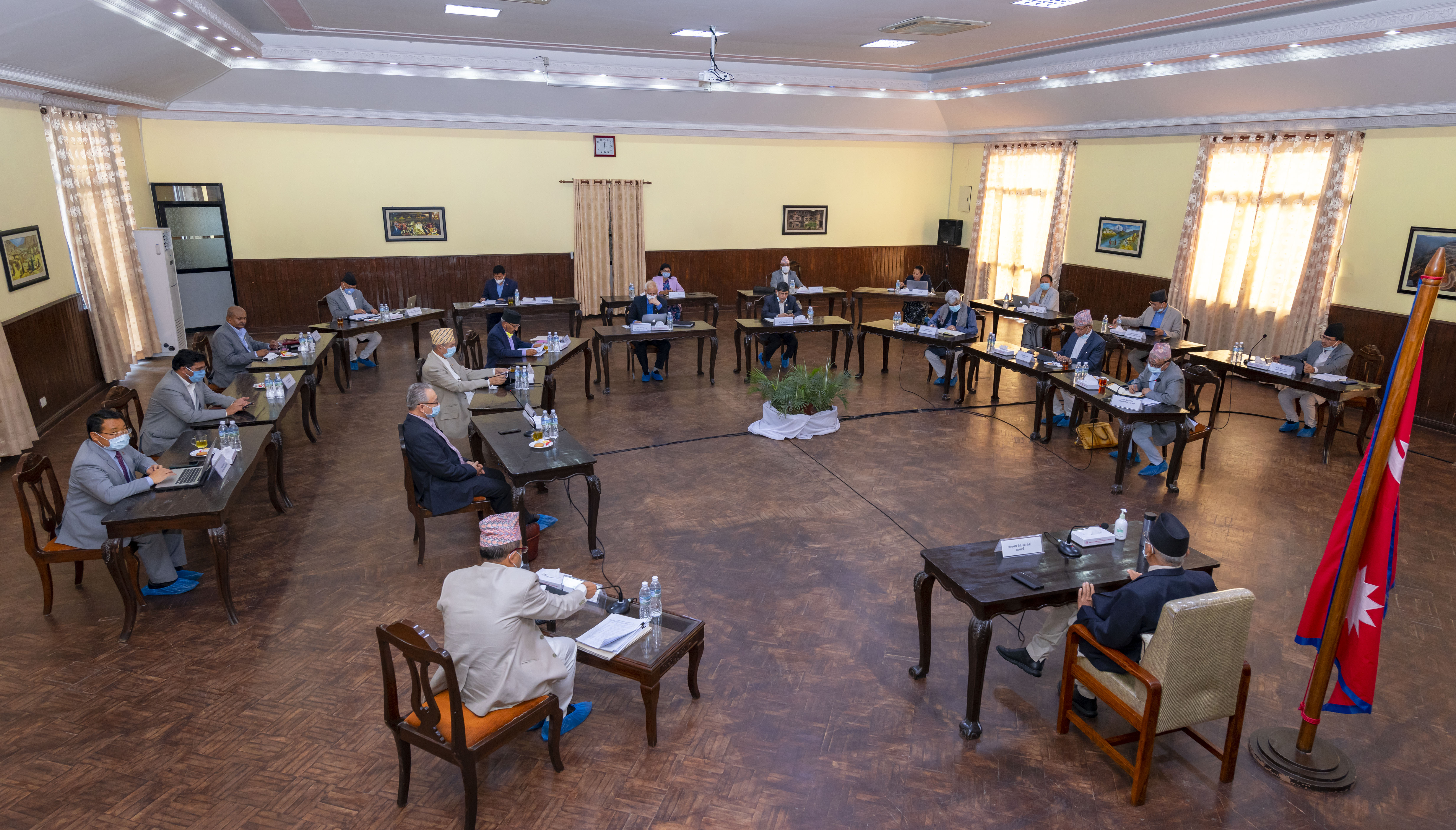 A meeting of the Council of Ministers at Prime Minister's official residence, in Baluwatar, Kathmandu, on Wednesday, June 10, 2020. Photo Courtesy: Rajan Kafle/Prime Minister's Secretariat