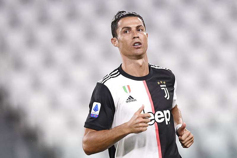 Juventus' Cristiano Ronaldo in action during the Serie A soccer match between Juventus and Lecce, at the Allianz Stadium in Turin, Italy, on Friday, June 26, 2020. Photo: Fabio Ferrari/LaPresse via AP