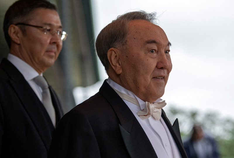 Nursultan Nazarbayev, Kazakhstan's former president, leaves after the enthronement ceremony of Japan's Emperor Naruhito at the Imperial Palace in Tokyo, Japan October 22, 2019. Photo:  Carl Court/Pool via Reuters/File