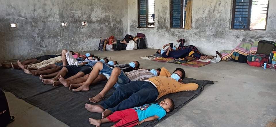 An over-crowded quarantine facility that fails to meet the required safety standards prescribed by the Ministry of Health, in Sudurpaschim Province, as seen on Tuesday, June 2, 2020. Photo: Tekendra Deuba/THT