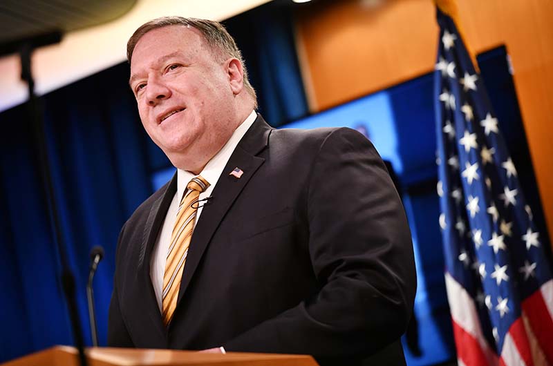 US Secretary of State Mike Pompeo gives a news conference about dealings with China and Iran, and on the fight against the coronavirus disease (COVID-19) pandemic, in Washington, US, on June 24, 2020. Photo: Reuters