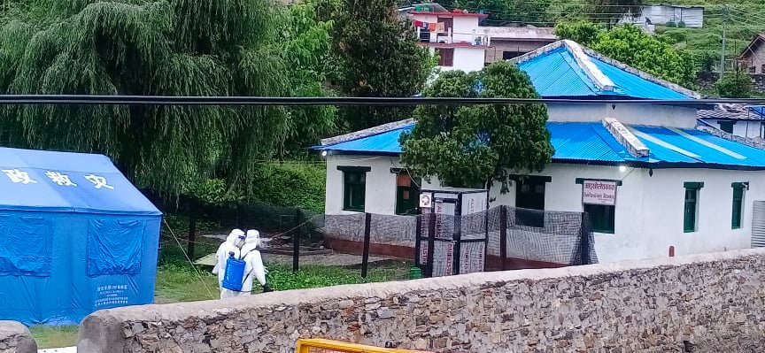Infected and suspected cases are accommodated into the same isolation ward and are bound to use the same toilet, in Bajura District Hospital, in Martadi. Photo: Prakash Singh/THT