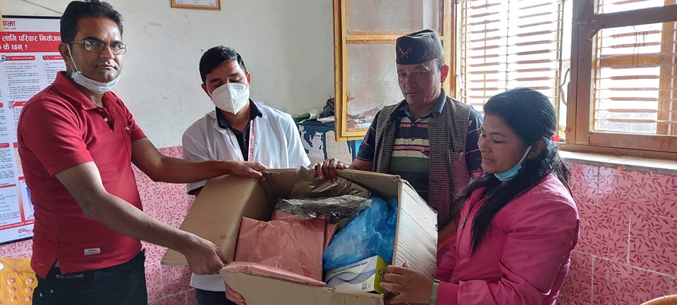Medical supplies provided by Ipas Nepal being handed over on Saturday, June 6, 2020. Photo: Prakash Singh/THT