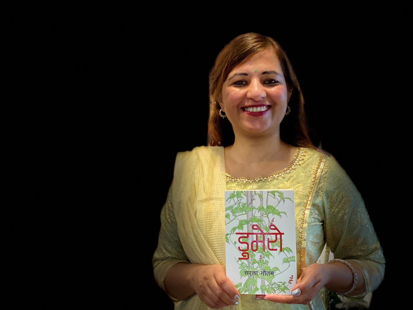 Author Sarala Gautam unveils her debut novel 'Dumero' in Kathmandu, on Thursday, July 30, 2020. Courtesy: Nepalaya