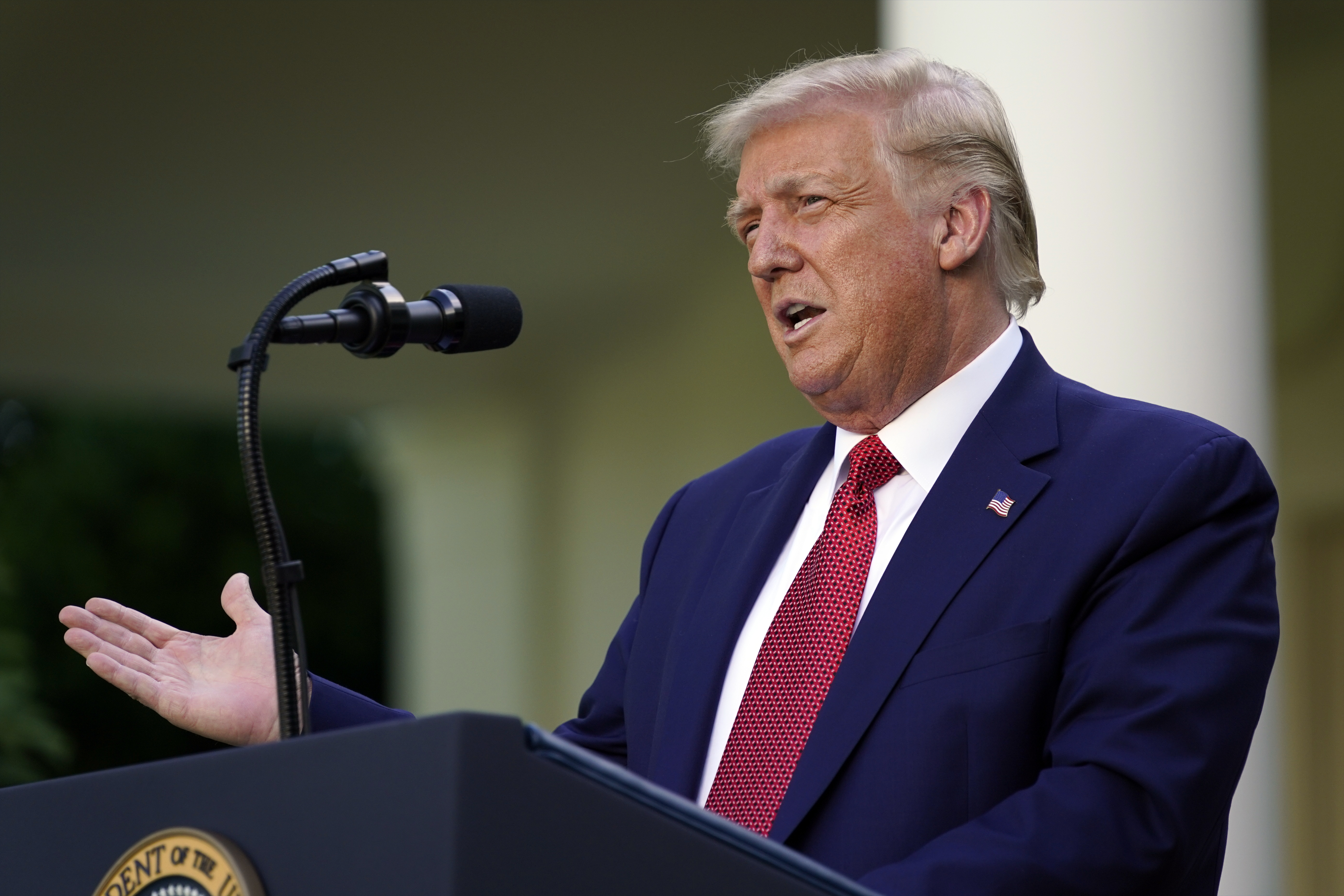 President Donald Trump speaks during a news conference in the Rose Garden of the White House, Tuesday, July 14, 2020, in Washington. Photo: AP