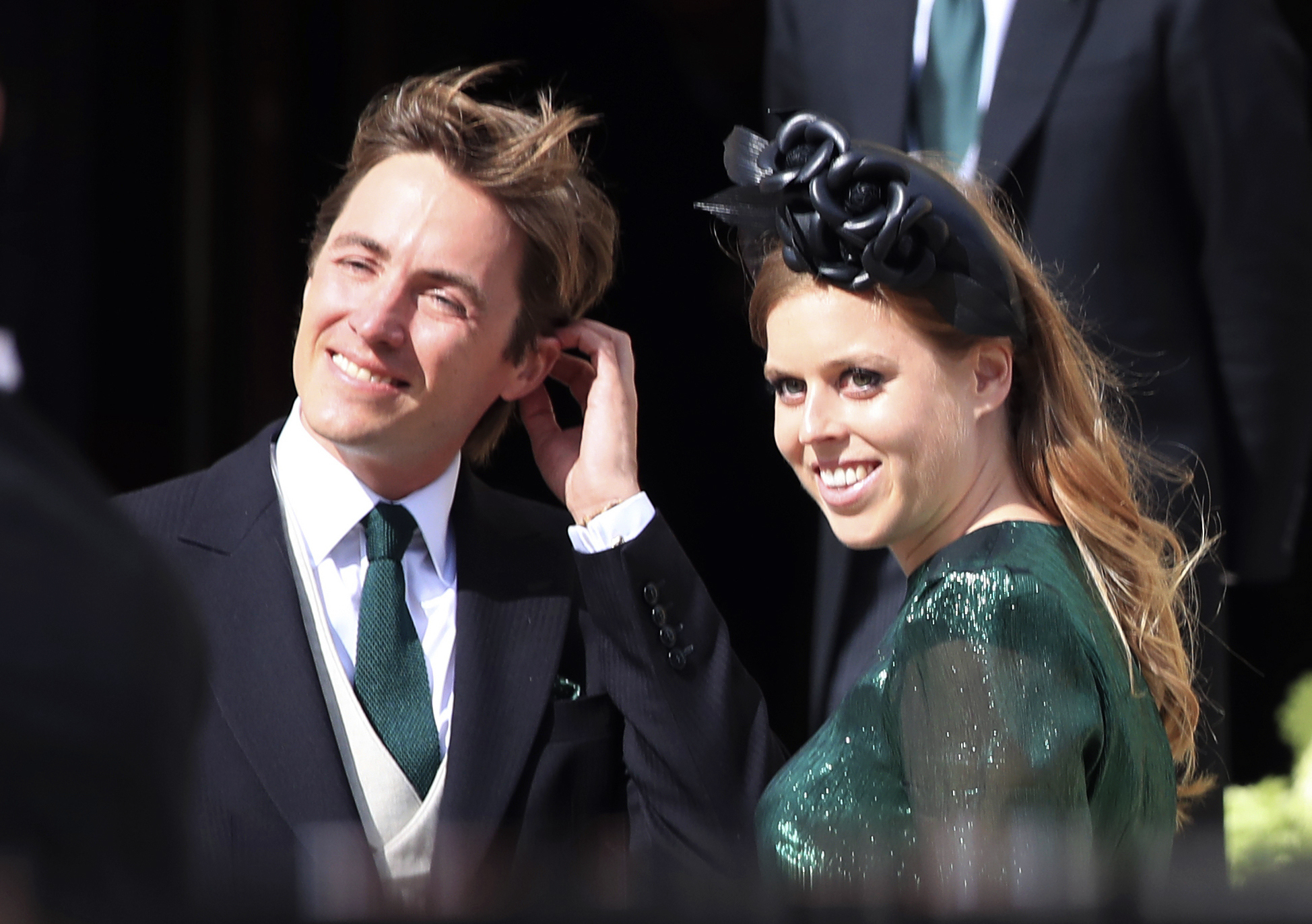 FILE - In this Aug. 31, 2019 file photo, Britain's Princess Beatrice with her fiance, Edoardo Mapelli Mozzi, attend the wedding of Ellie Goulding and Caspar Jopling, in York, England. Buckingham Palace says that Princess Beatrice has got married in a private ceremony, with her grandmother Queen Elizabeth II in attendance. Beatrice married Edoardo Mapelli Mozzi Friday, July 17, 2020 at The Royal Chapel of All Saints at Royal Lodge, Windsor. The monarch, the Duke of Edinburgh and other close family members attended, in line with COVID-19 guidelines. Photo: AP