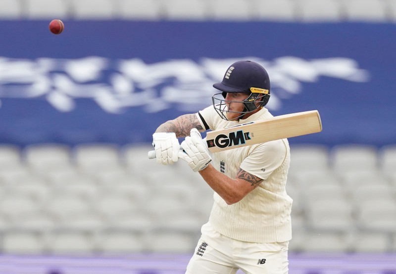 England's Ben Stokes in action, as play resumes behind closed doors following the outbreak of the coronavirus disease (COVID-19) during the Second Test match between England and West Indies, at Emirates Old Trafford, in  Manchester, Britain, on July 16, 2020. Photo:  Jon Super/Pool via Reuters