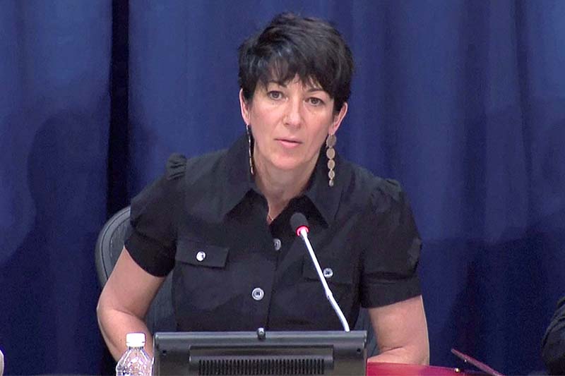 Ghislaine Maxwell, longtime associate of accused sex trafficker Jeffrey Epstein, speaks at a news conference on oceans and sustainable development at the United Nations in New York, US, on June 25, 2013. Photo: screengrab taken from United Nations TV file footage. UNTV/Handout via Reuters