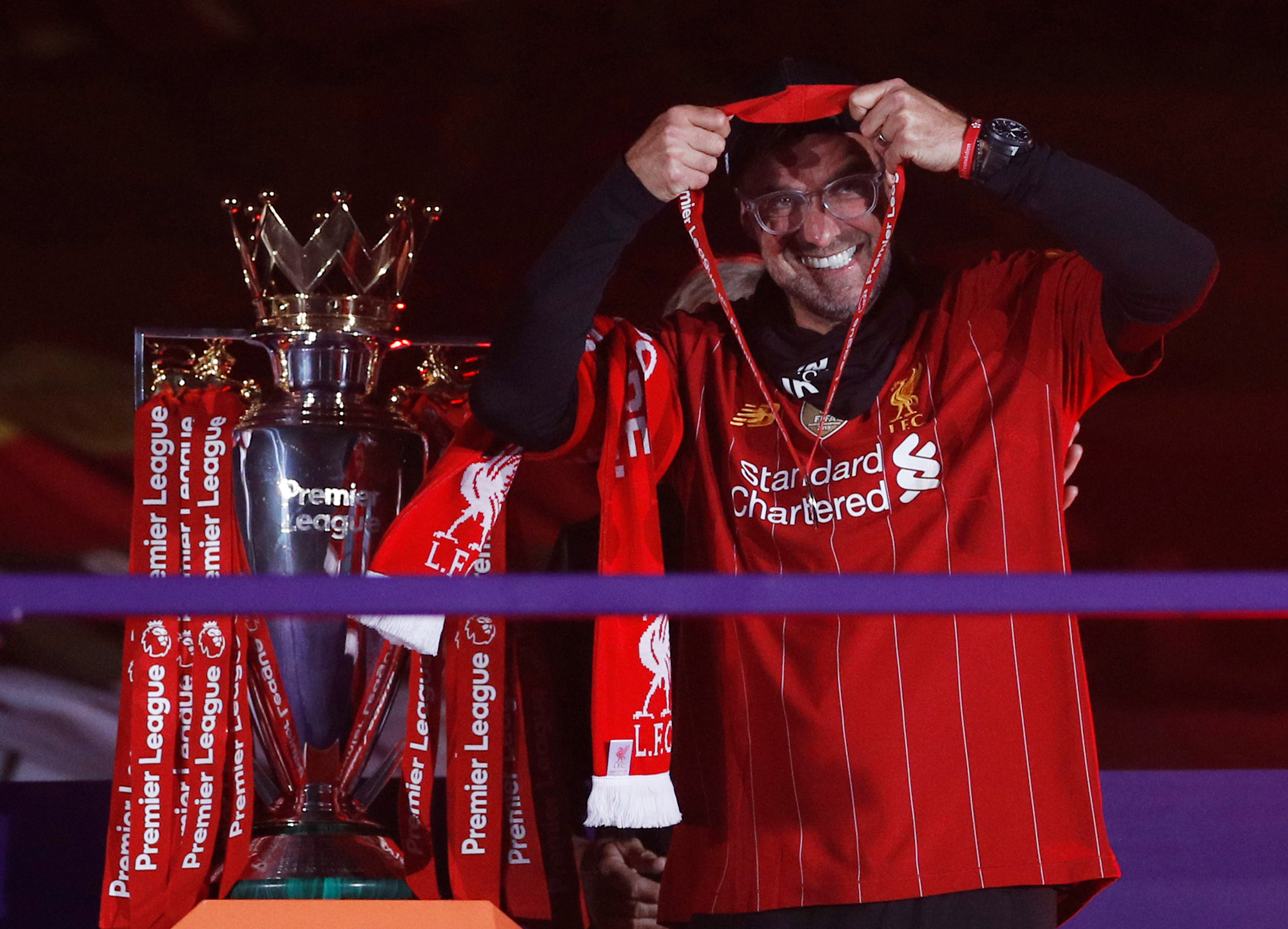 Liverpool manager Juergen Klopp celebrates after winning the Premier League. Photo: Reuters 