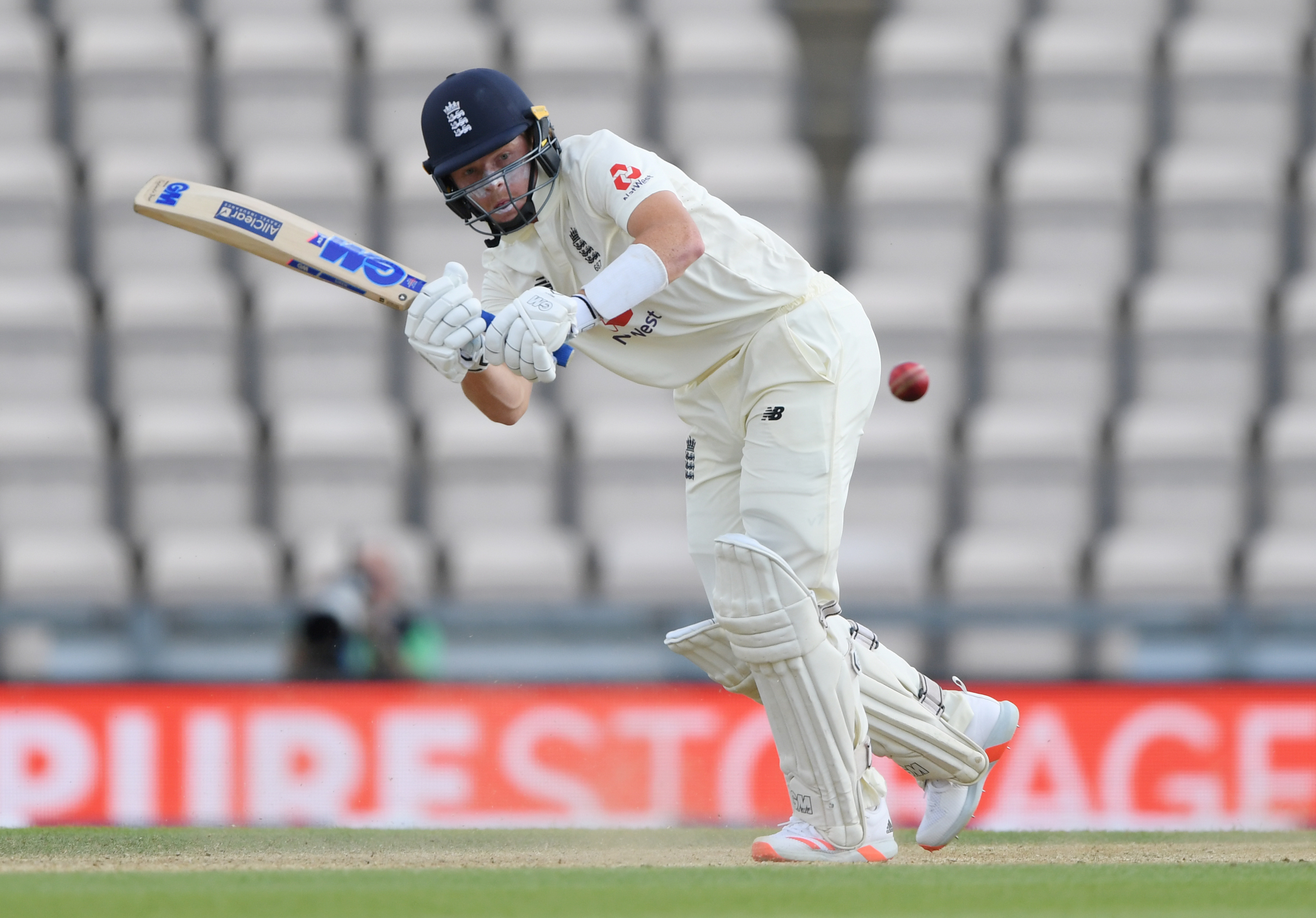 England's Ollie Pope in action, as play resumes behind closed doors following the outbreak of the coronavirus disease (COVID-19). Photo: Reuters   