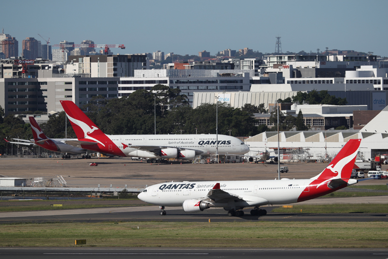 Qantas planes are seen at Kingsford Smith International Airport, following the coronavirus outbreak, in Sydney, Australia, March 18, 2020. Photo: Reuters/File