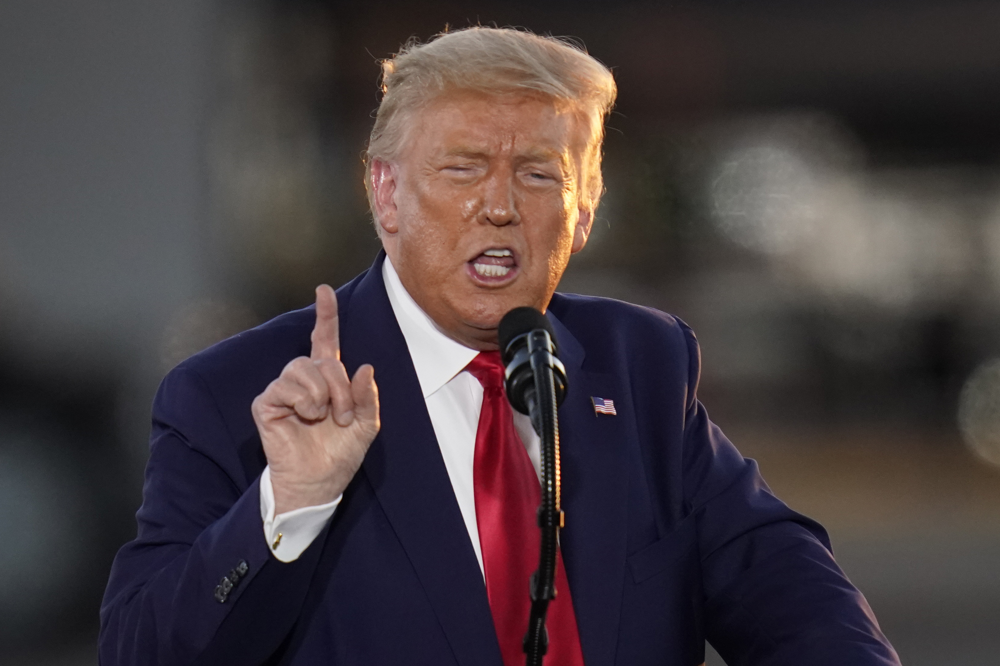 President Donald Trump speaks during a campaign rally at Manchester-Boston Regional Airport, Friday, Aug. 28, 2020, in Londonderry, N.H. Photo: AP